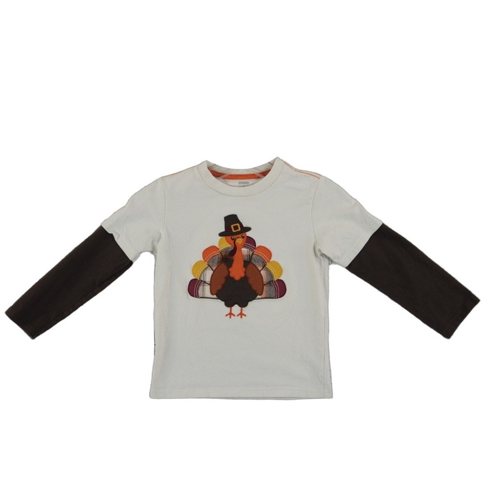 Gymboree T Shirt Kids Size 6 Thanksgiving Turkey Plaid Long Sleeve Festive